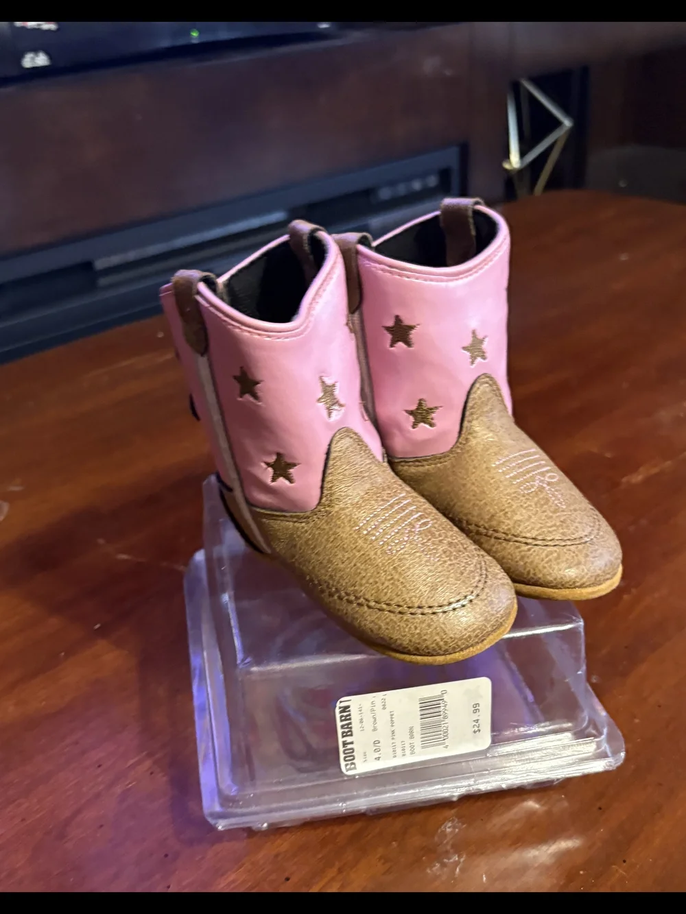 Toddler Pink & Brown Star Western Boots